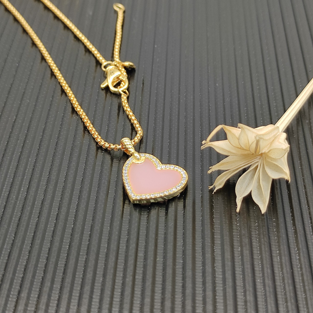 David Yurman Gold Pink Heart Necklace - Picture 4 of 5